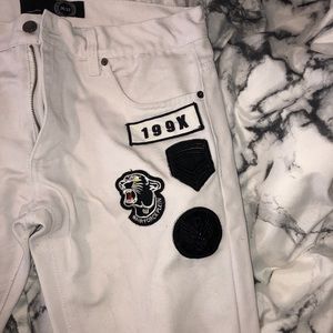 Custom White Jeans With Patches